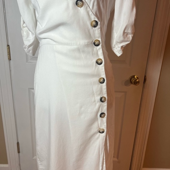 Zara TRF Collection Women's Size XS White Button Front Midi Dress Lyocell - Picture 7 of 11